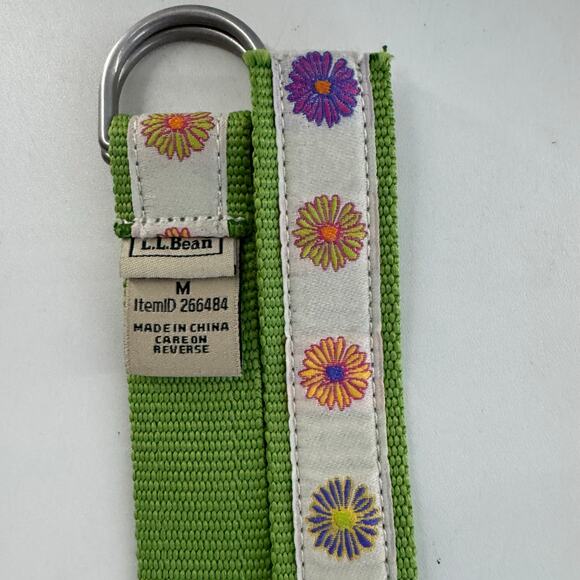 VTG LL Bean Belt Women’s Floral Canvas D ring Belt Green - Picture 4 of 5